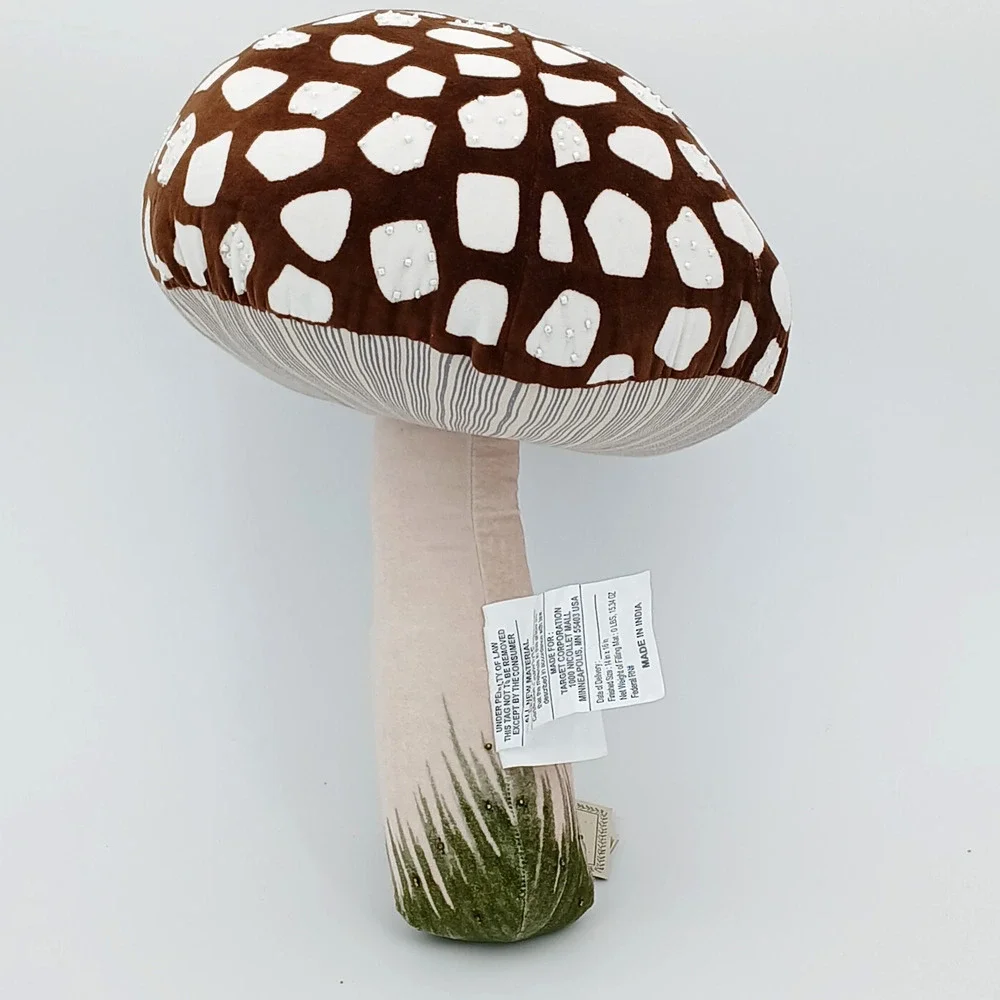 John Derian x Target Velvet Mushroom Pillow Plush Beaded 16